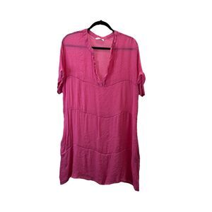 Beach Cover Up Dress Womens XL Pink Coastal Minimalist Oversized Tunic AIMAGE